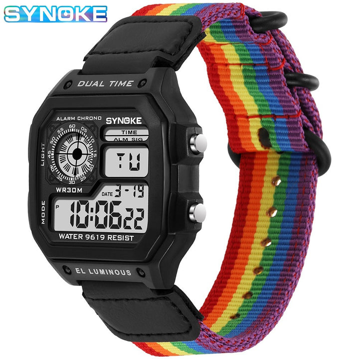 Synoke Nylon Woven Strap Retro Electronic Watch