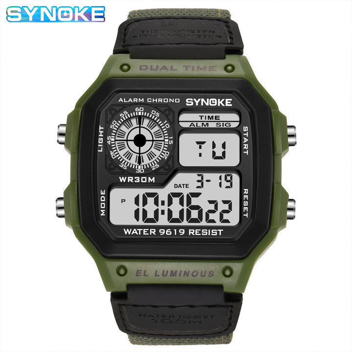 Synoke Nylon Woven Strap Retro Electronic Watch