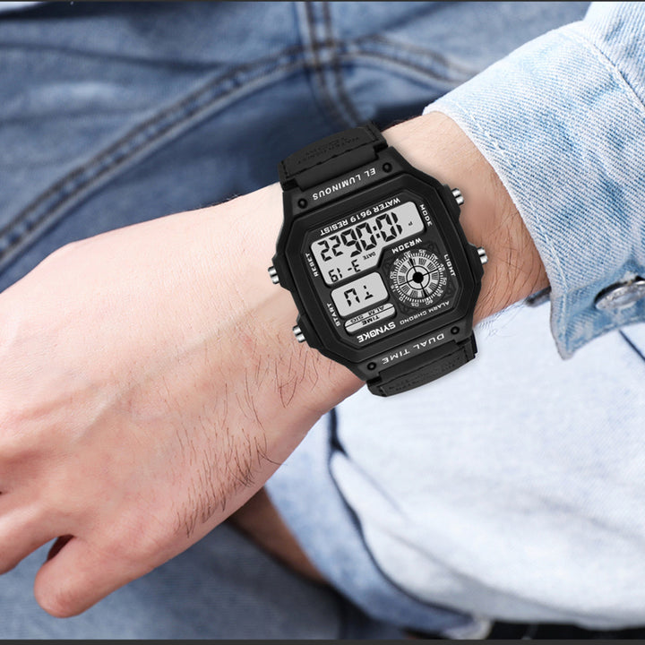 Synoke Nylon Woven Strap Retro Electronic Watch