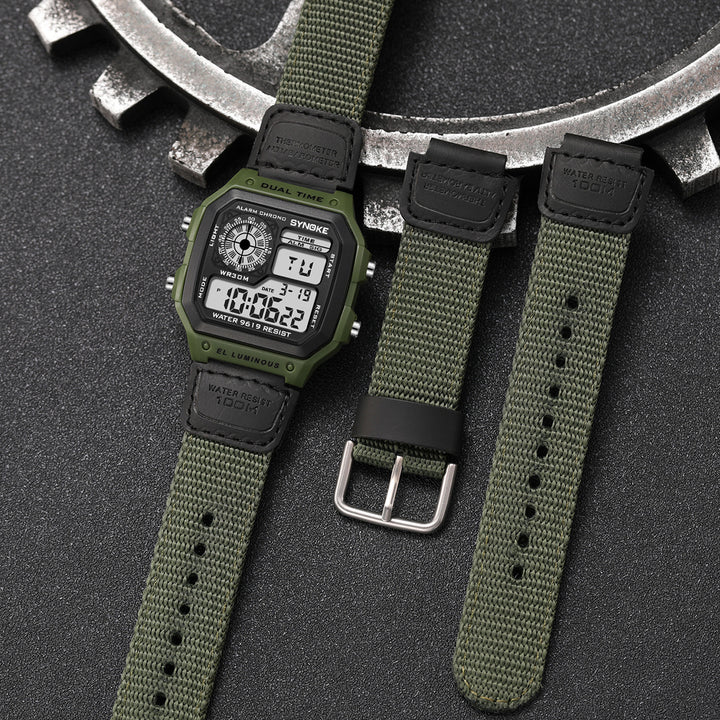 Synoke Nylon Woven Strap Retro Electronic Watch