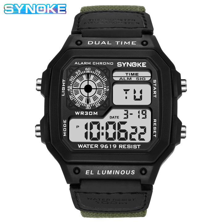 Synoke Nylon Woven Strap Retro Electronic Watch