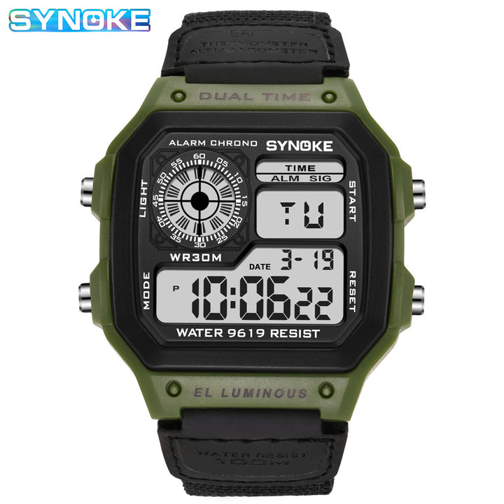 Synoke Nylon Woven Strap Retro Electronic Watch