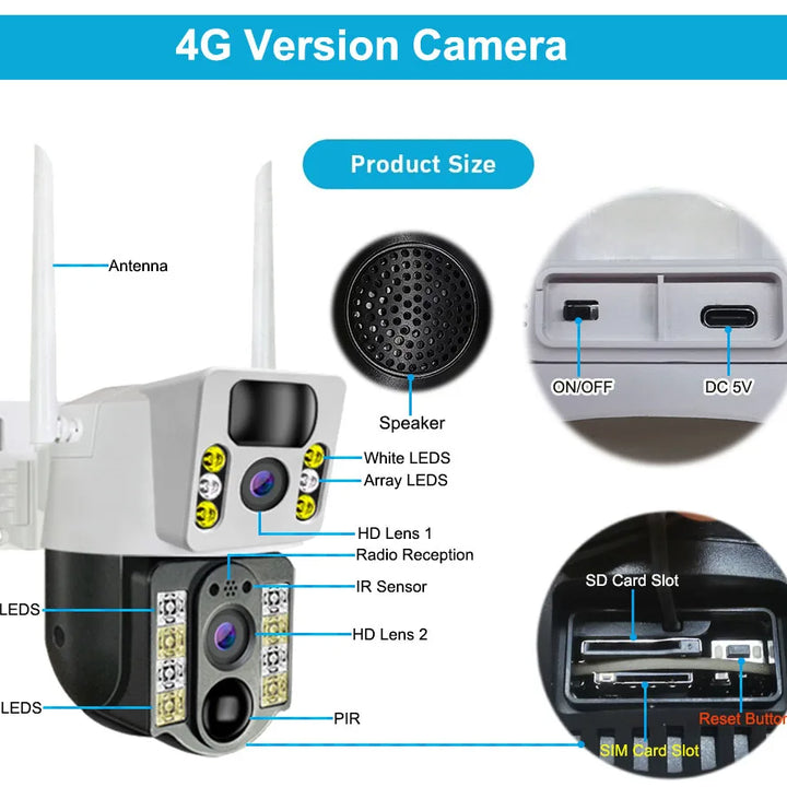 Solar Camera 8MP 4K 4G Dual Lens