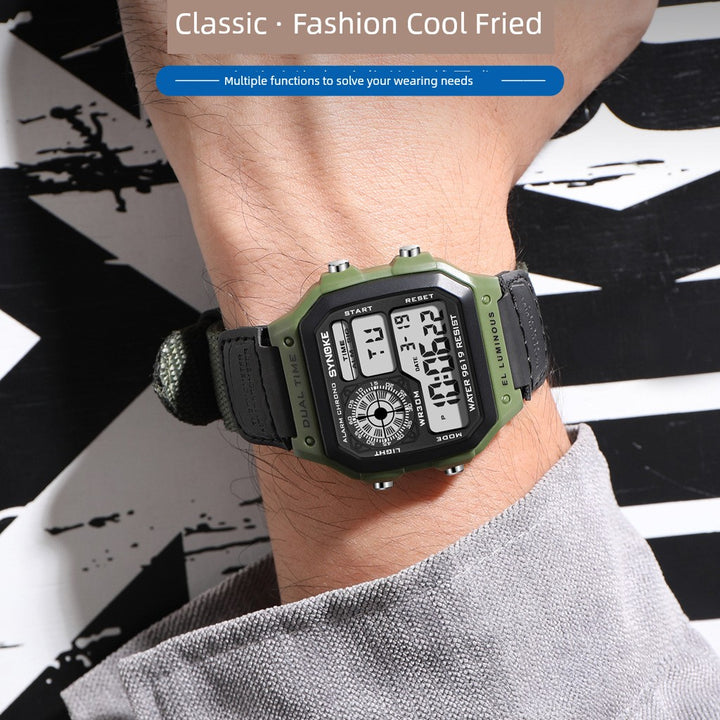 Synoke Nylon Woven Strap Retro Electronic Watch