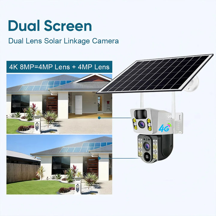 Solar Camera 8MP 4K 4G Dual Lens