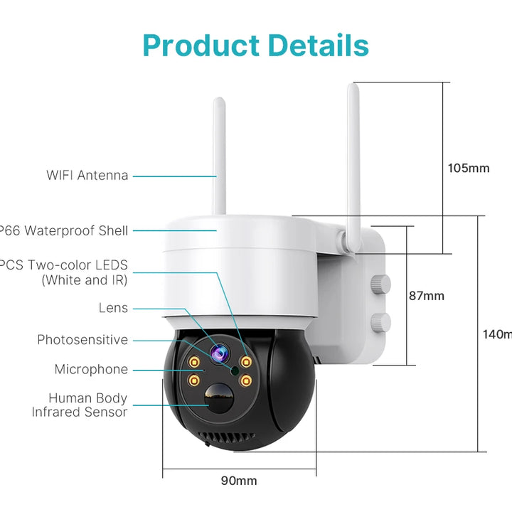 WIFI Solar Camera 4MP Human Detection