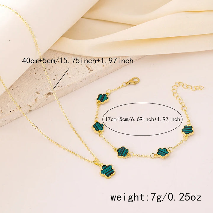 Flower Leaf Plant Set for Women Necklance/Bracelet