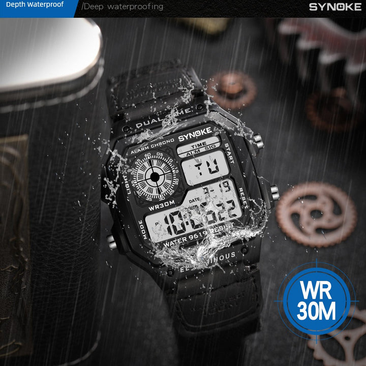 Synoke Nylon Woven Strap Retro Electronic Watch