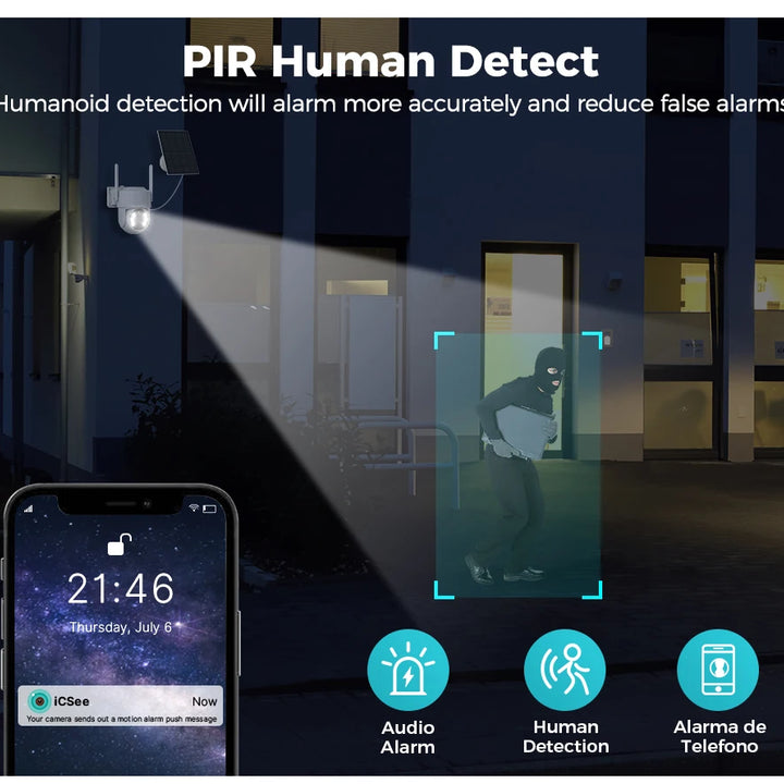 WIFI Solar Camera 4MP Human Detection