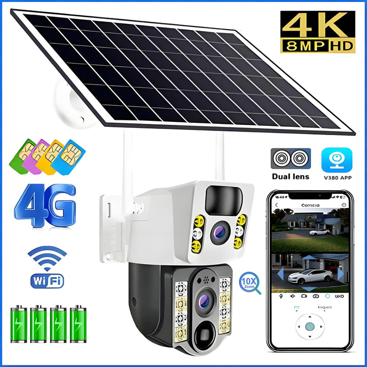 Solar Camera 8MP 4K 4G Dual Lens