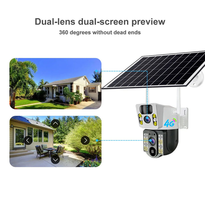 Solar Camera 8MP 4K 4G Dual Lens