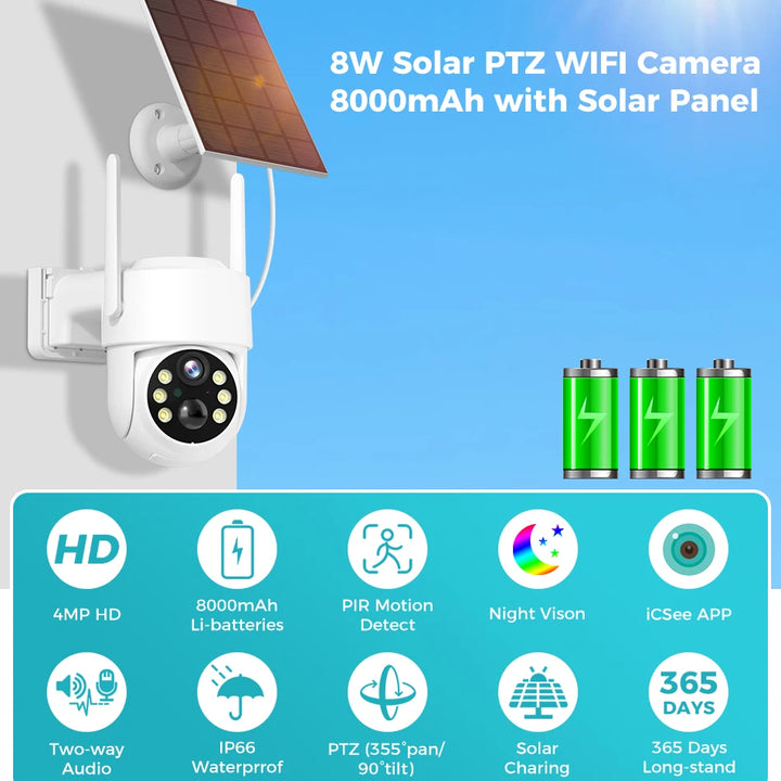 WIFI Solar Camera 4MP Human Detection