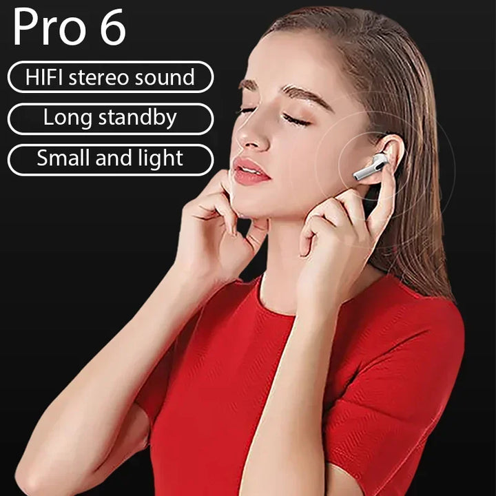 Pro 6 TWS Bluetooth earphones for iPhone